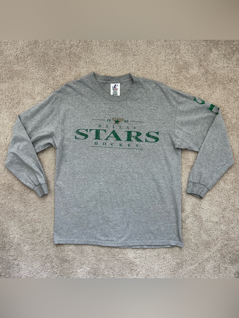 Dallas Stars Logo Athletic Hockey Long Sleeve Shirt Men Sz Medium